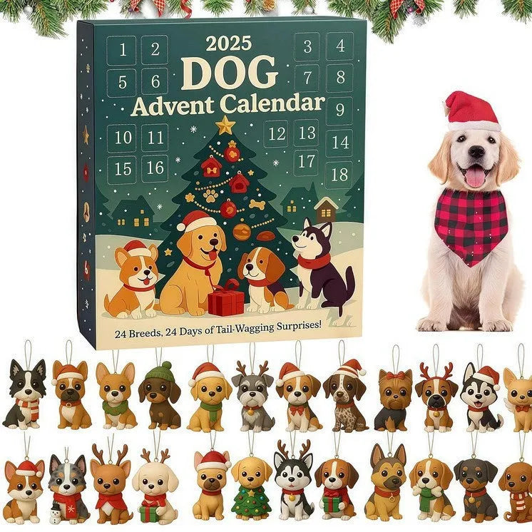 Dog lovers countdown calendar blind box with acrylic carved plated colour decoration and modern simplicity style