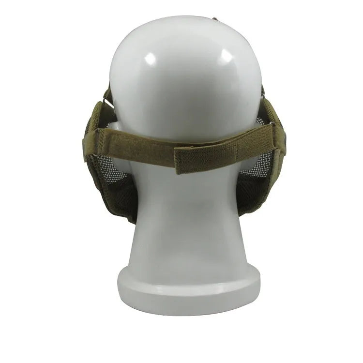 Tactical carbon steel face mask in camouflage pattern for outdoor collision protection