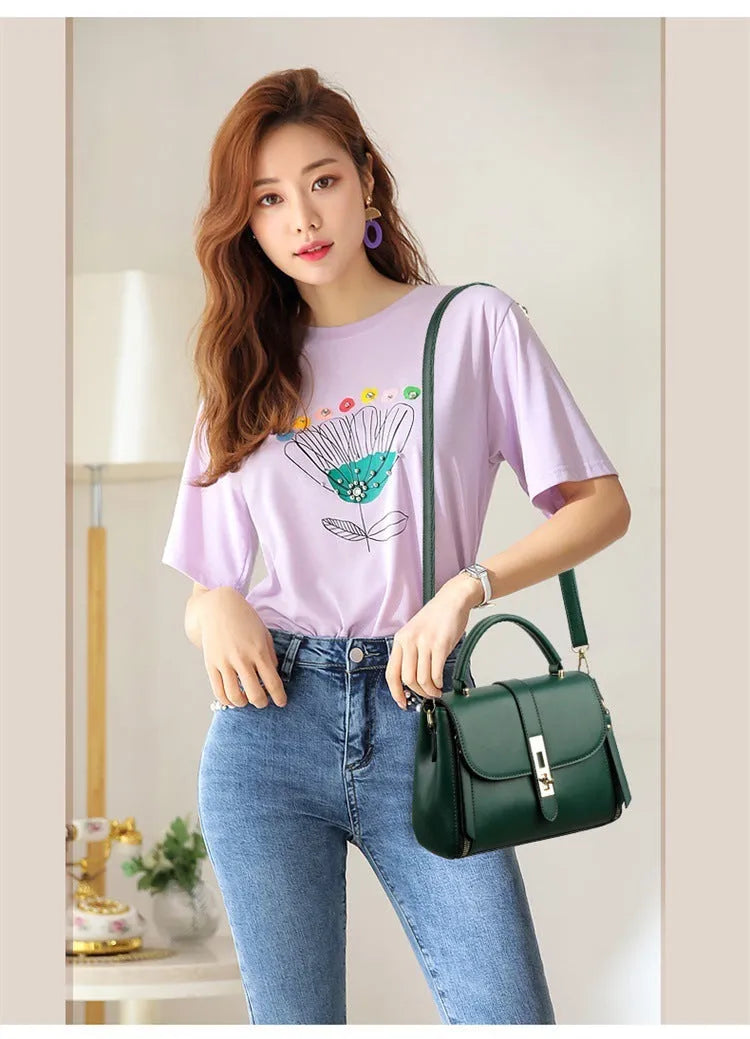 Soft PU leather women's messenger bag in square vertical design with adjustable shoulder strap