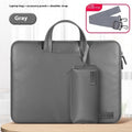 Black PU leather laptop storage bag with built-in power bank for 13-16 inch notebooks