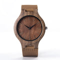 Wooden watch with brown wood strap, 43mm dial, mineral glass mirror, white dial, quartz movement