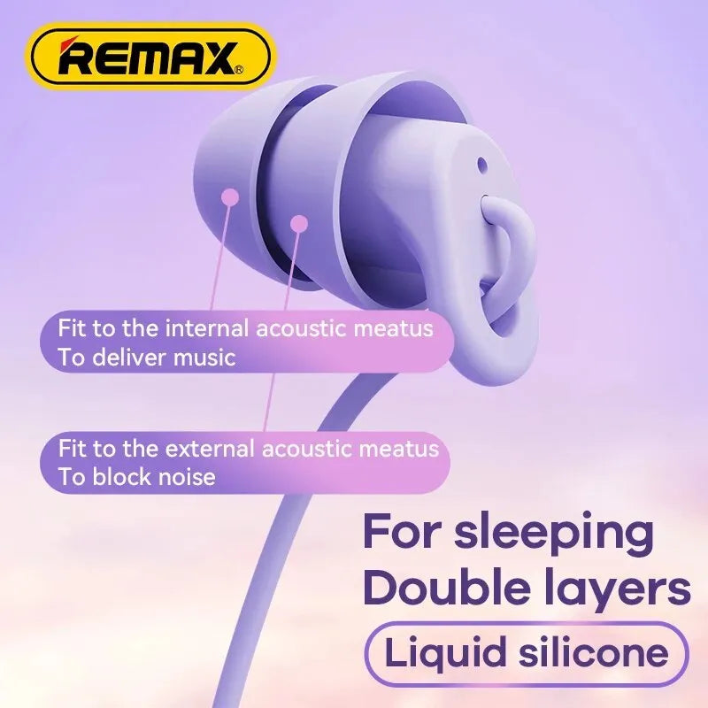Remax Soft Sleep Earphones in black with silicone earbuds and 1.2m cable