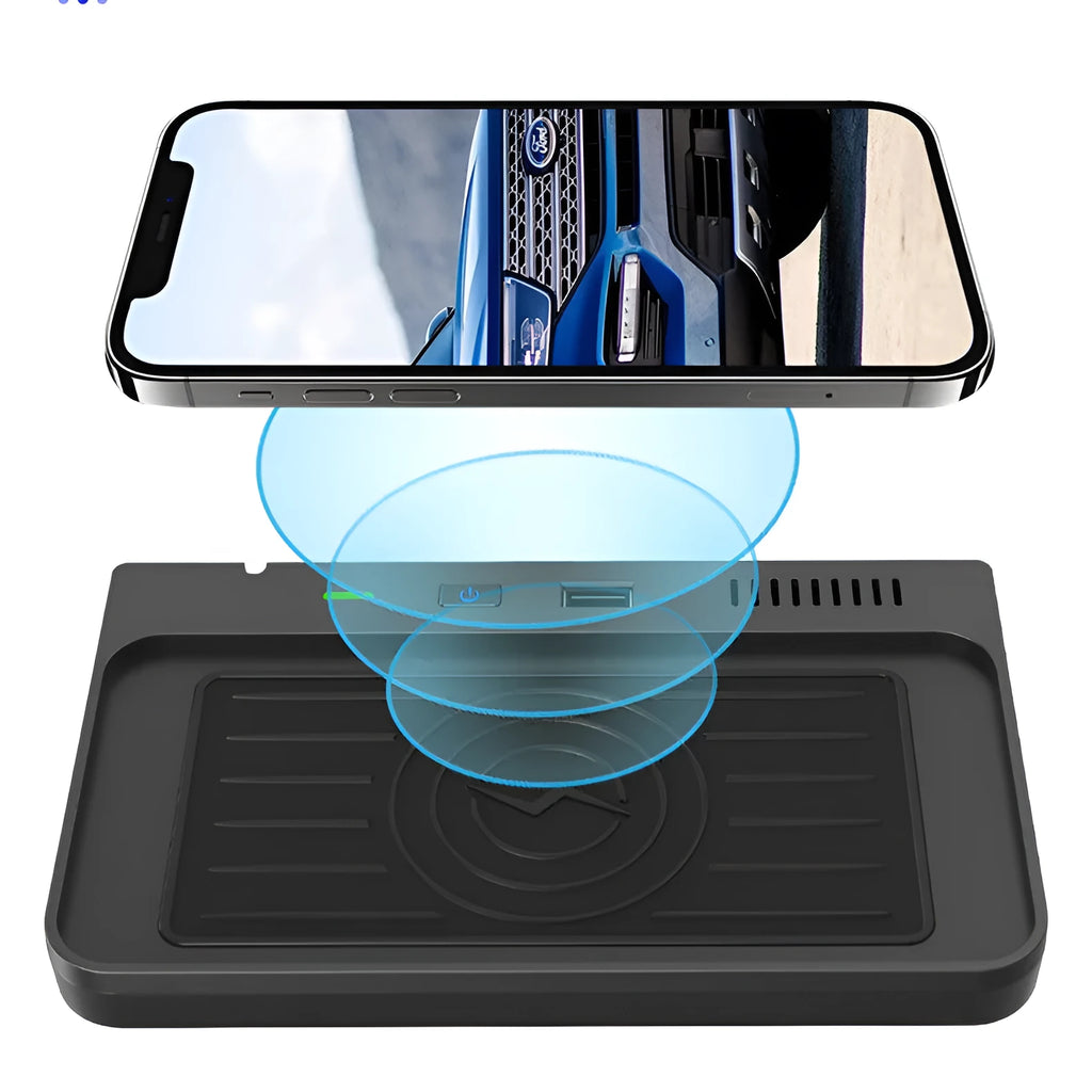 Ford Explorer wireless charger in ABS PC, 24 x 14.5 x 3cm, Qi standard charging with USB output