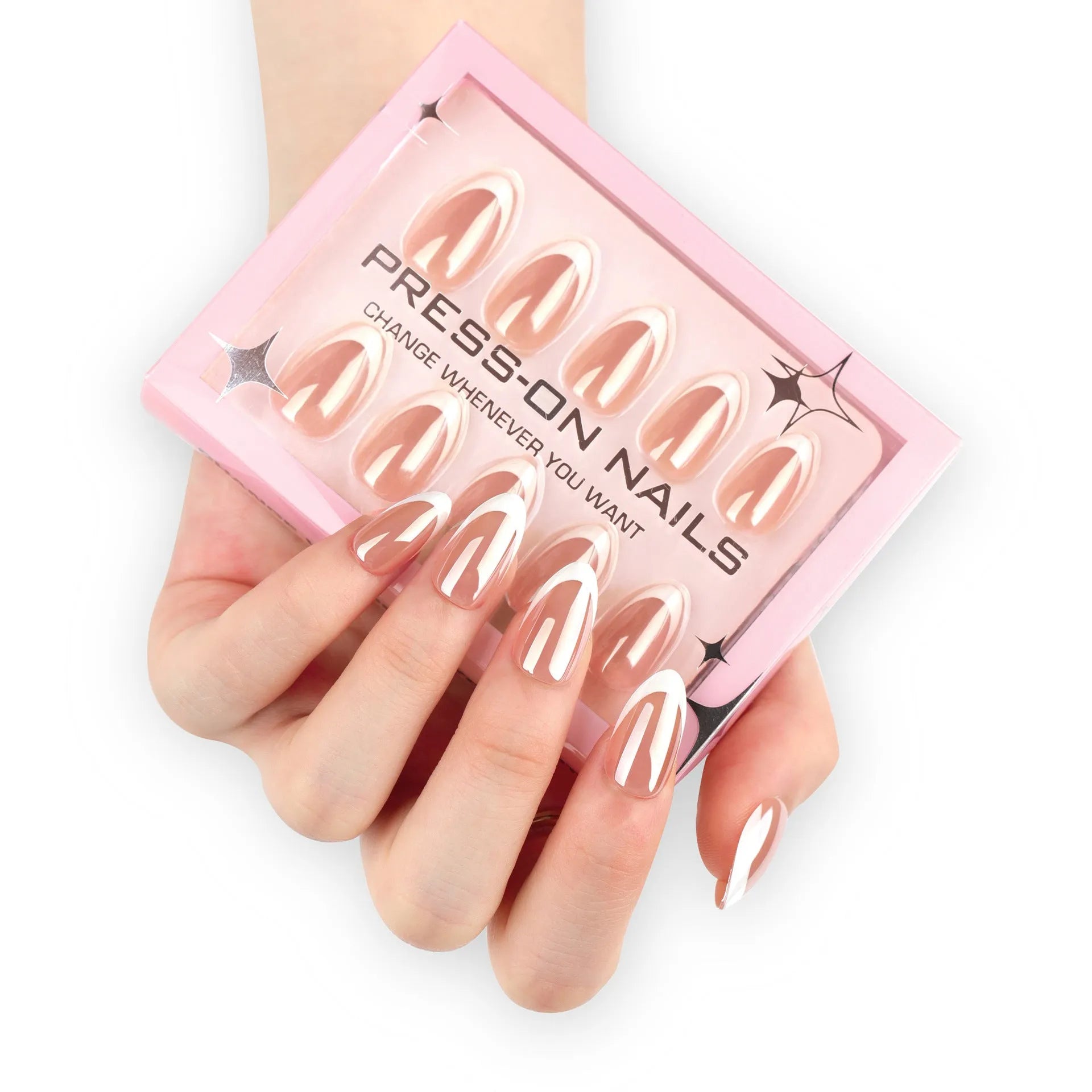 Solid colour short almond-shaped nail tips 30 pieces in colour GD12 for women