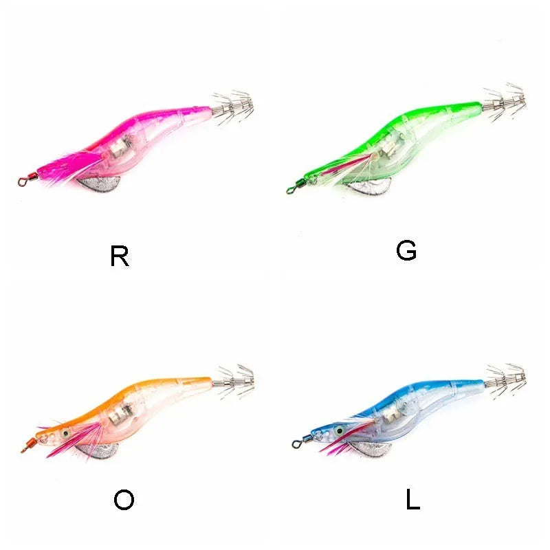 10cm electronic shrimp bionic hard bait with 2.5# hooks, 3D eyes, plastic body, and four colour options