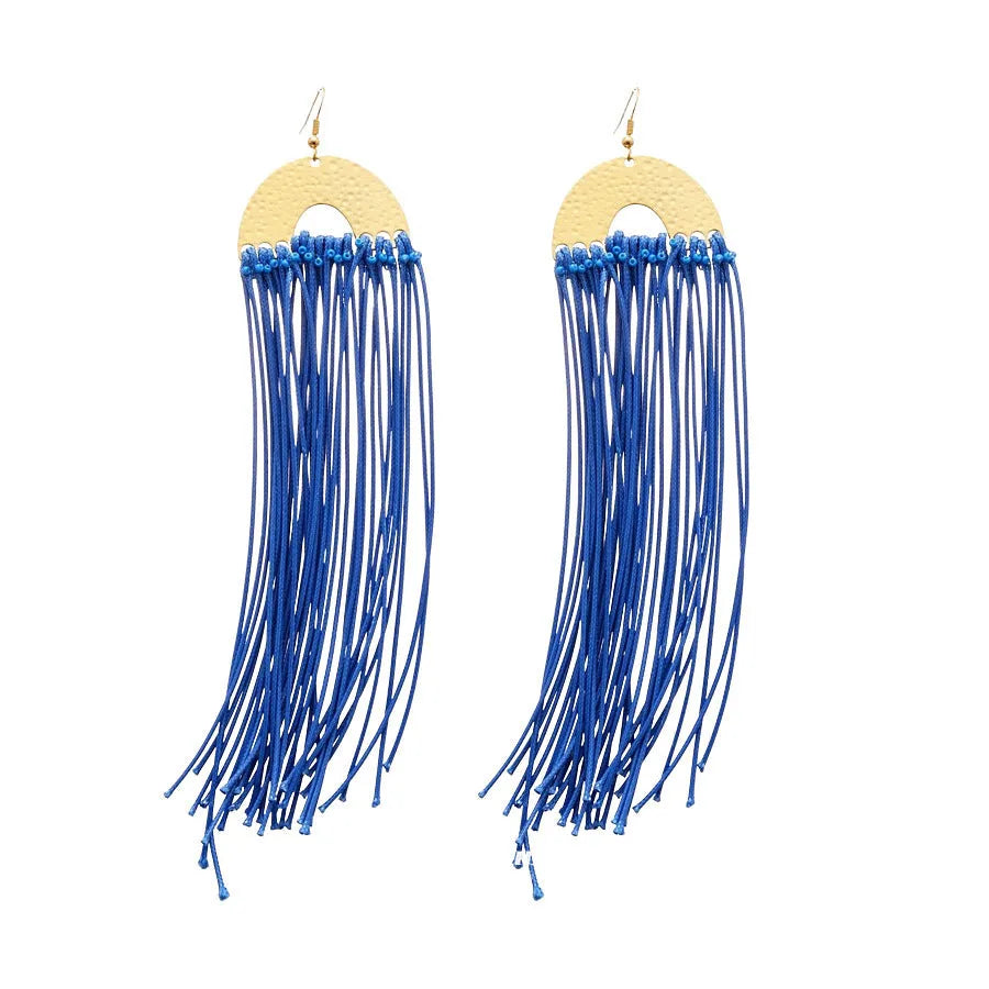 Women's geometric earrings with silver needle blue resin flower design and round elements