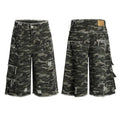 Camouflage casual shorts with wide leg, cotton main fabric, and summer shorts length in sizes S to 2XL