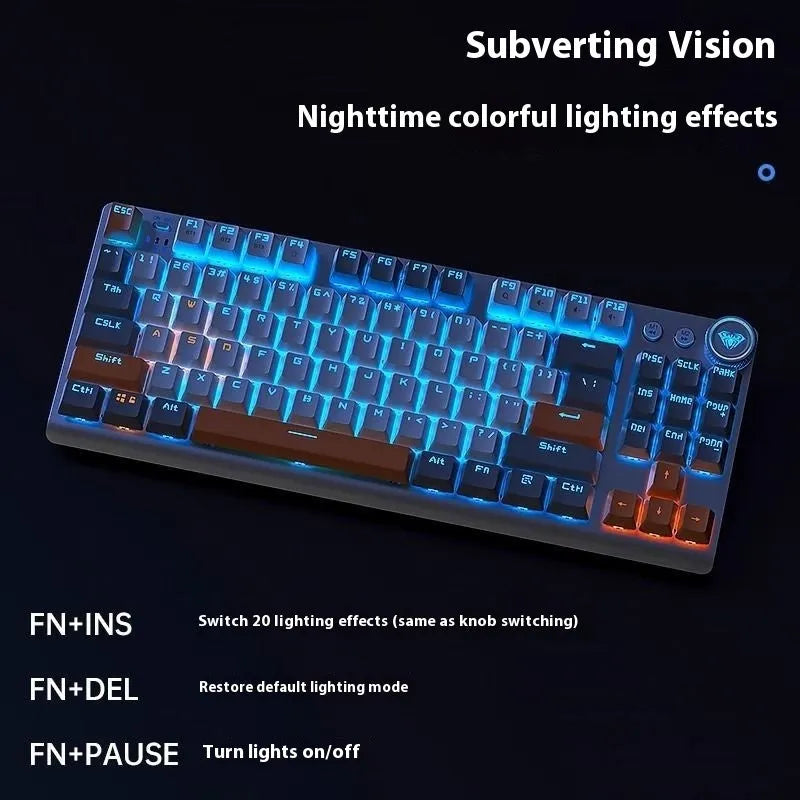 Wireless mechanical keyboard with side engraving and metal construction showing Bluetooth connectivity