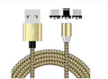 Magnetic three-in-one charging cable for Android, Type C, and Apple devices in black, silver, red, or gold