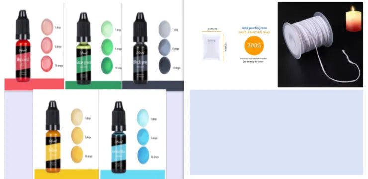 DIY candle colour concentrate pigment set with 30 colours in 10ml bottles for wax and soap projects