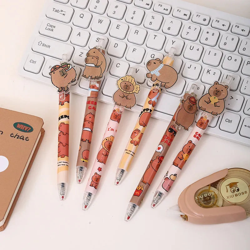 Cartoon bear design acrylic paster pressing gel pens in 48-piece box set with plastic shells