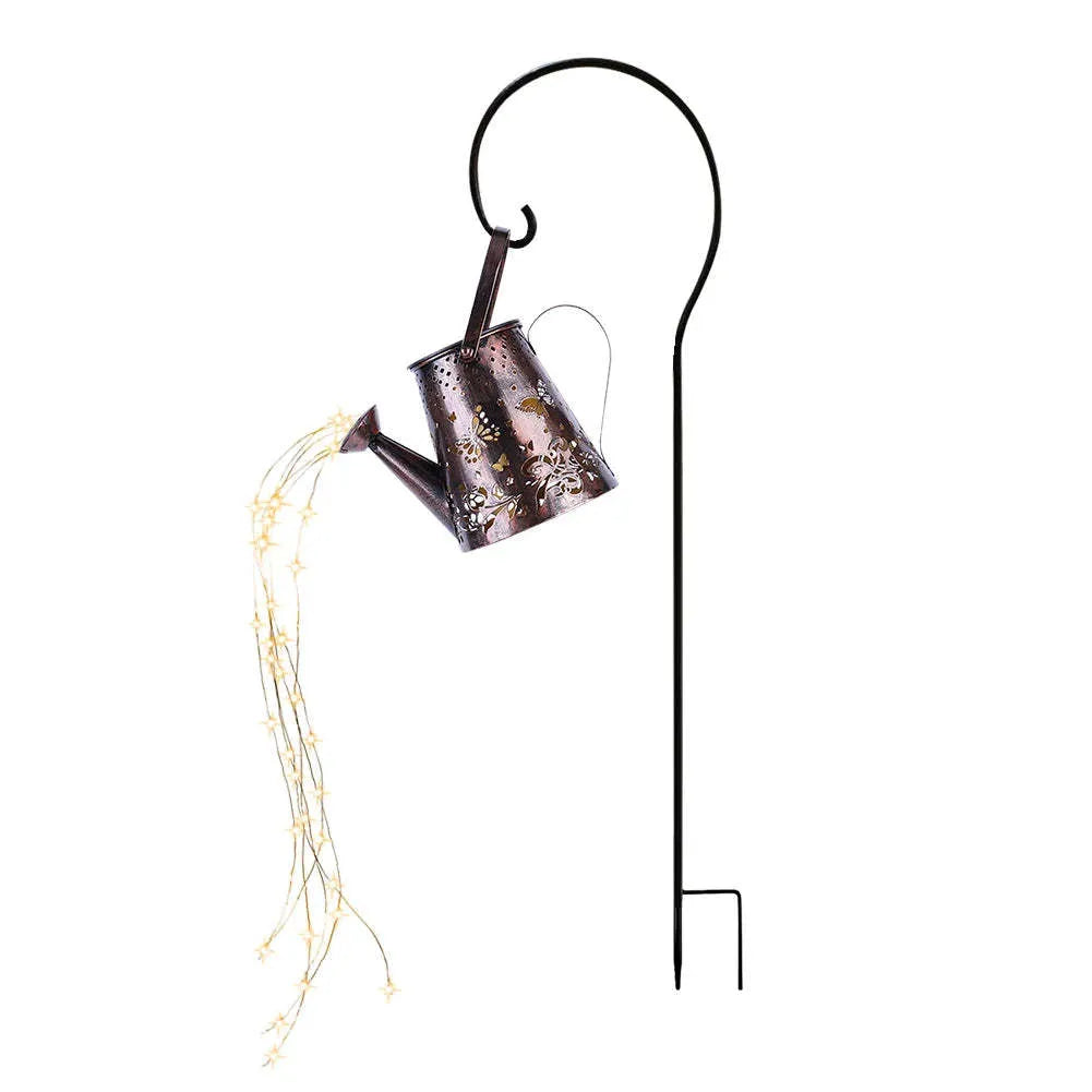 Pastoral style tapered butterfly solar garden lamp made of iron.