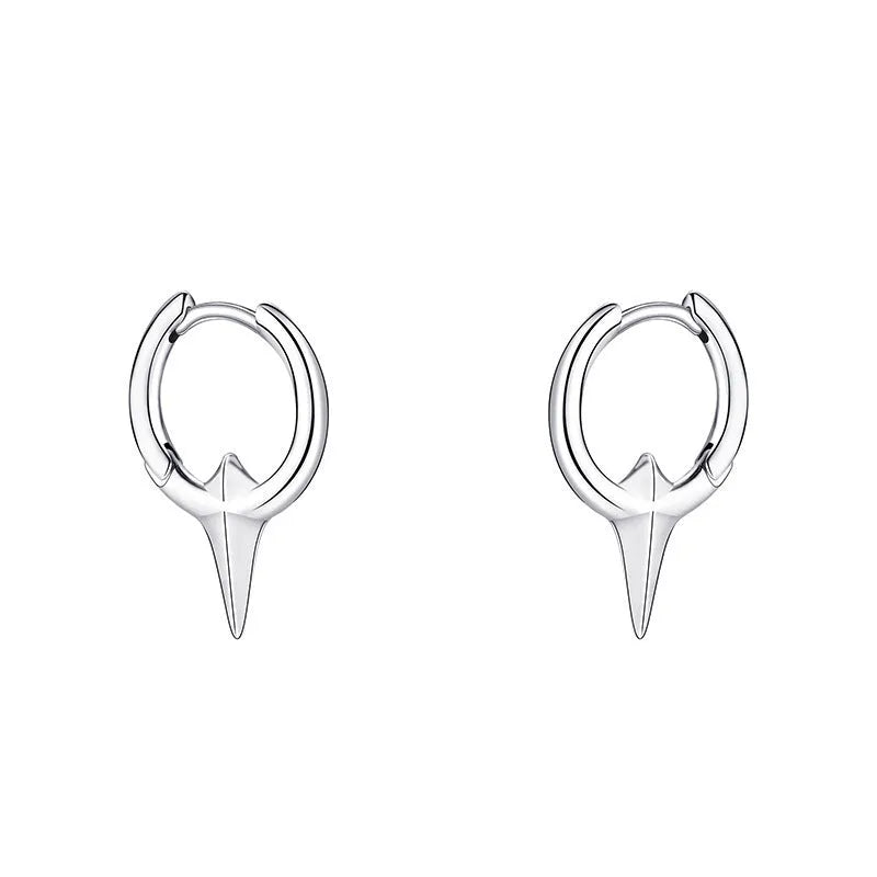Geometric star-shaped ear clips for women with platinum electroplated finish on copper base