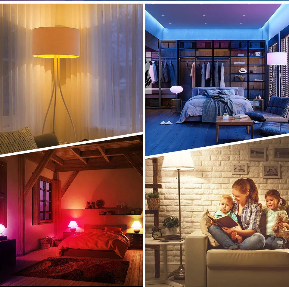 WiFi smart bulb A60 with Tuya Smart RGBCW colour tone, 9W/12W, B22 E26 E27 base, IP65, 850lm, 60mm diameter