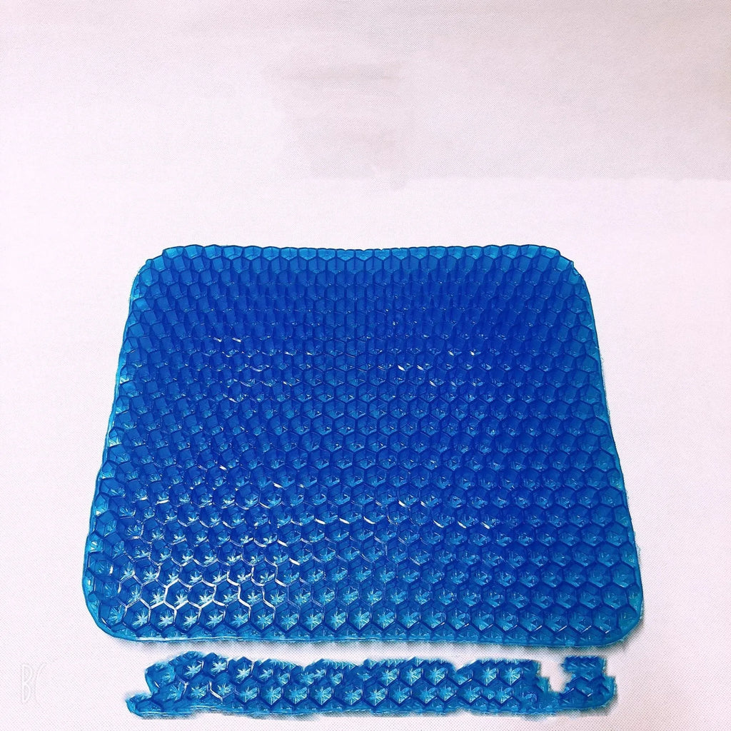 Square gel seat cushion with honeycomb pattern and removable PVC cover for pressure relief