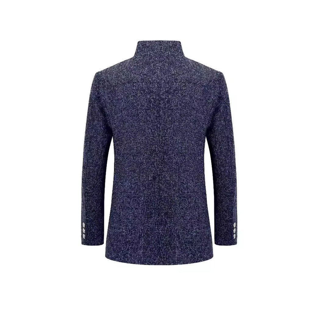 Men's solid colour cotton suit jacket loose fit blazer in black, gray, and navy blue