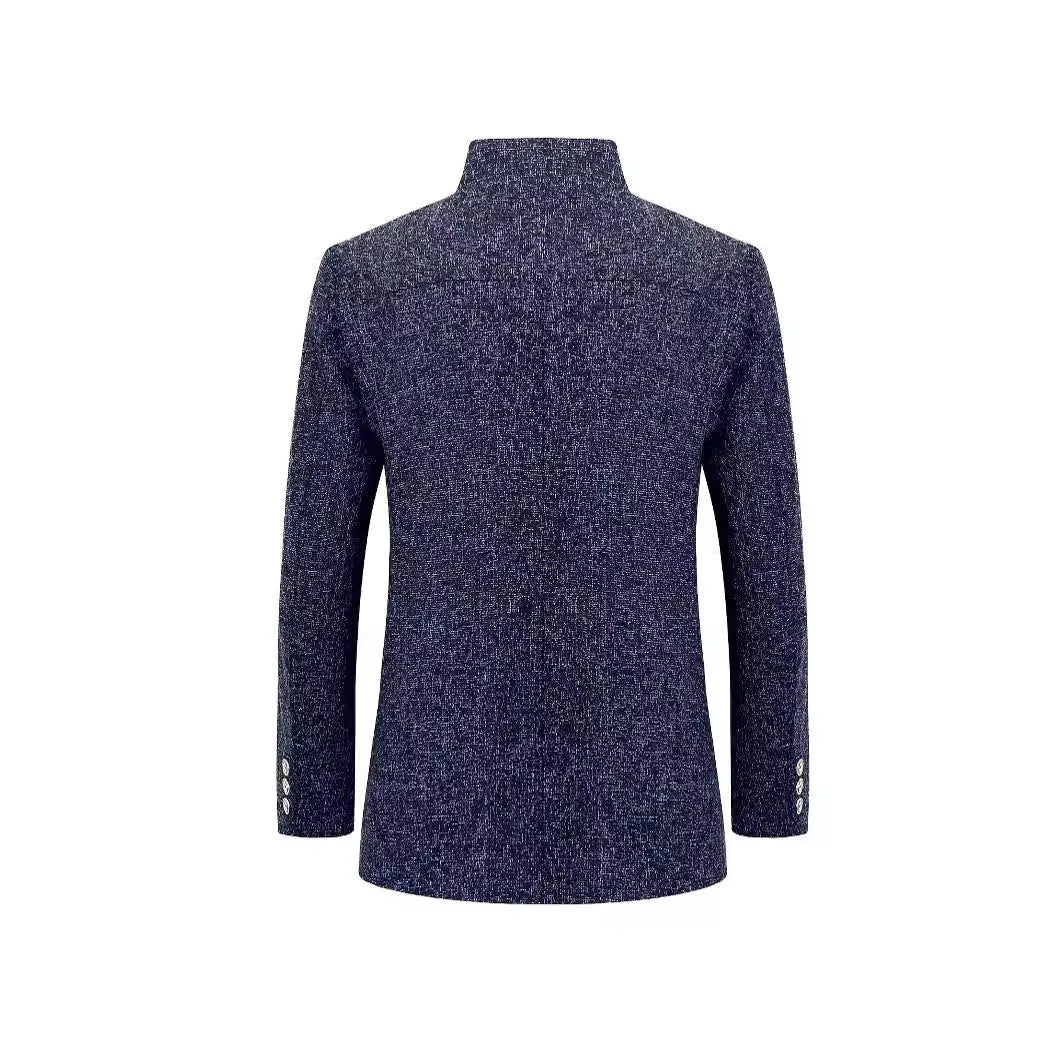 Men's solid colour cotton suit jacket loose fit blazer in black, gray, and navy blue