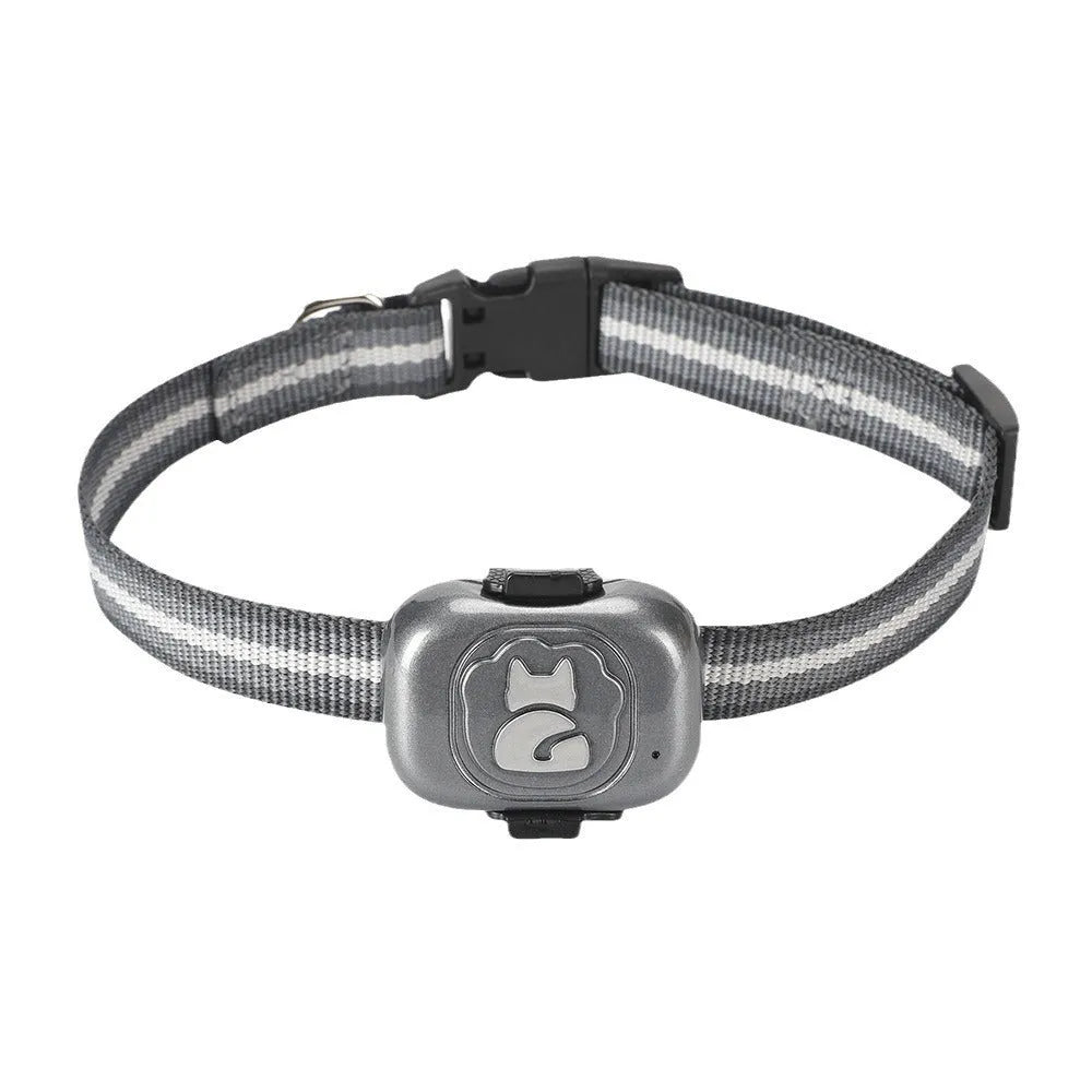 Black pet GPS locator device with hanging rope for dog or cat collar attachment