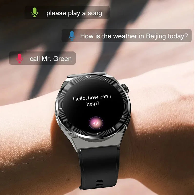 Black silicone strap smartwatch with silver case vinyl, showing TFT touch screen displaying heart rate data
