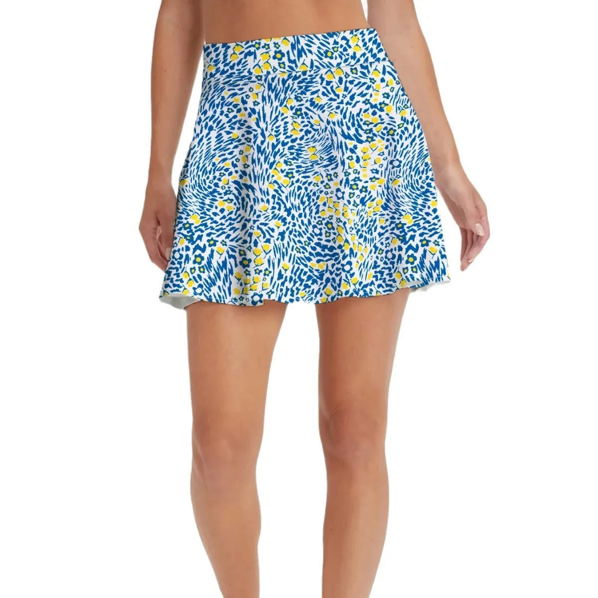 Women's high waist half-length sports skirt in blue, orange red or emerald green for golf tennis badminton