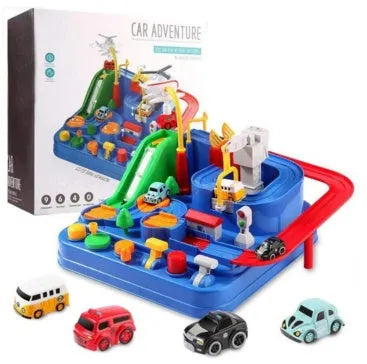 Big Adventure Parking Lot plastic rail car track toy with handle remote control and multiple colour options.