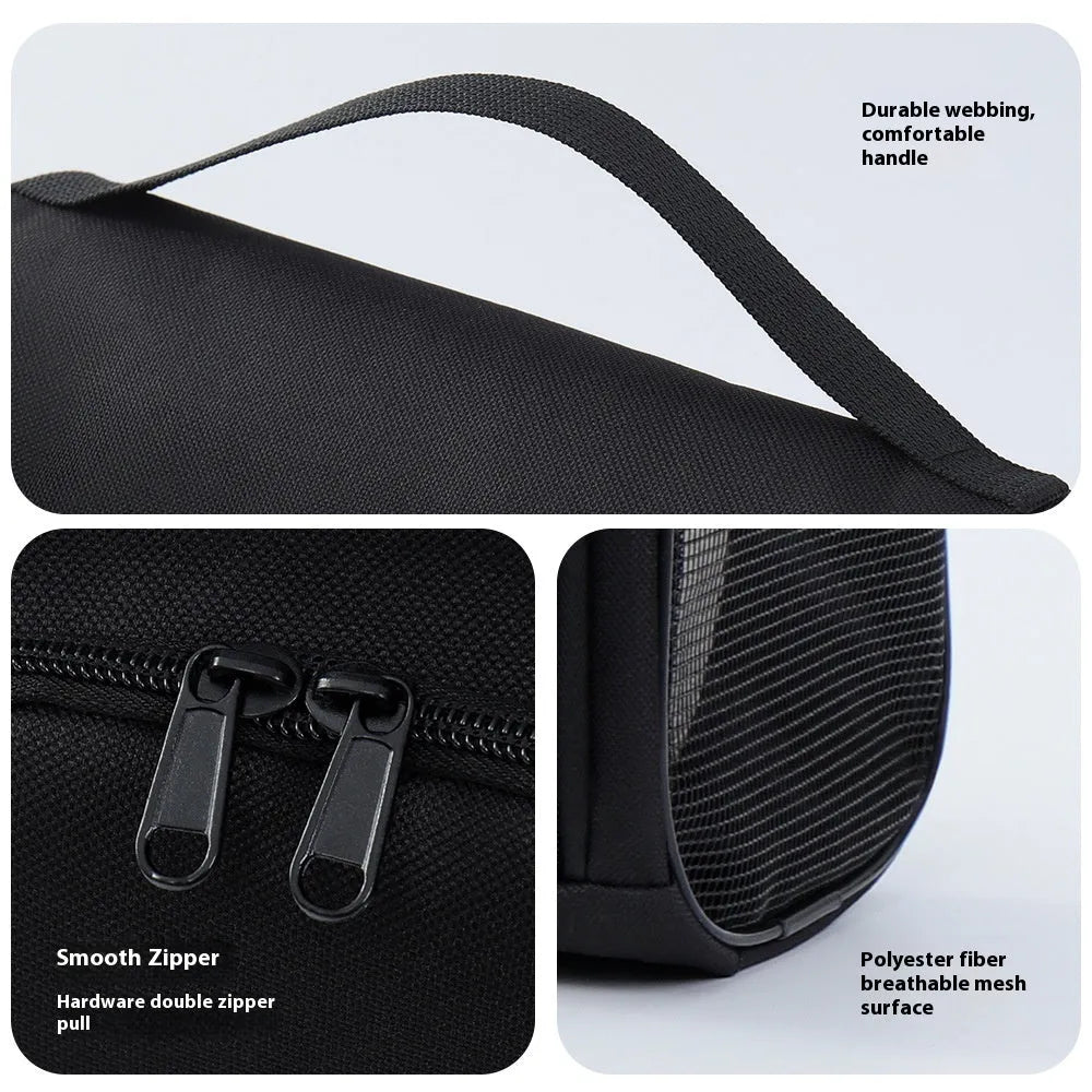 Portable Oxford cloth shoe bag in black with large capacity for travel and storage