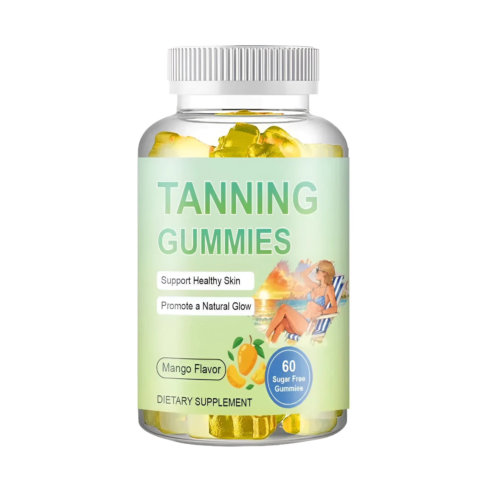 Pack of 60 tanning gummy candies with TUDCA, shown in white background