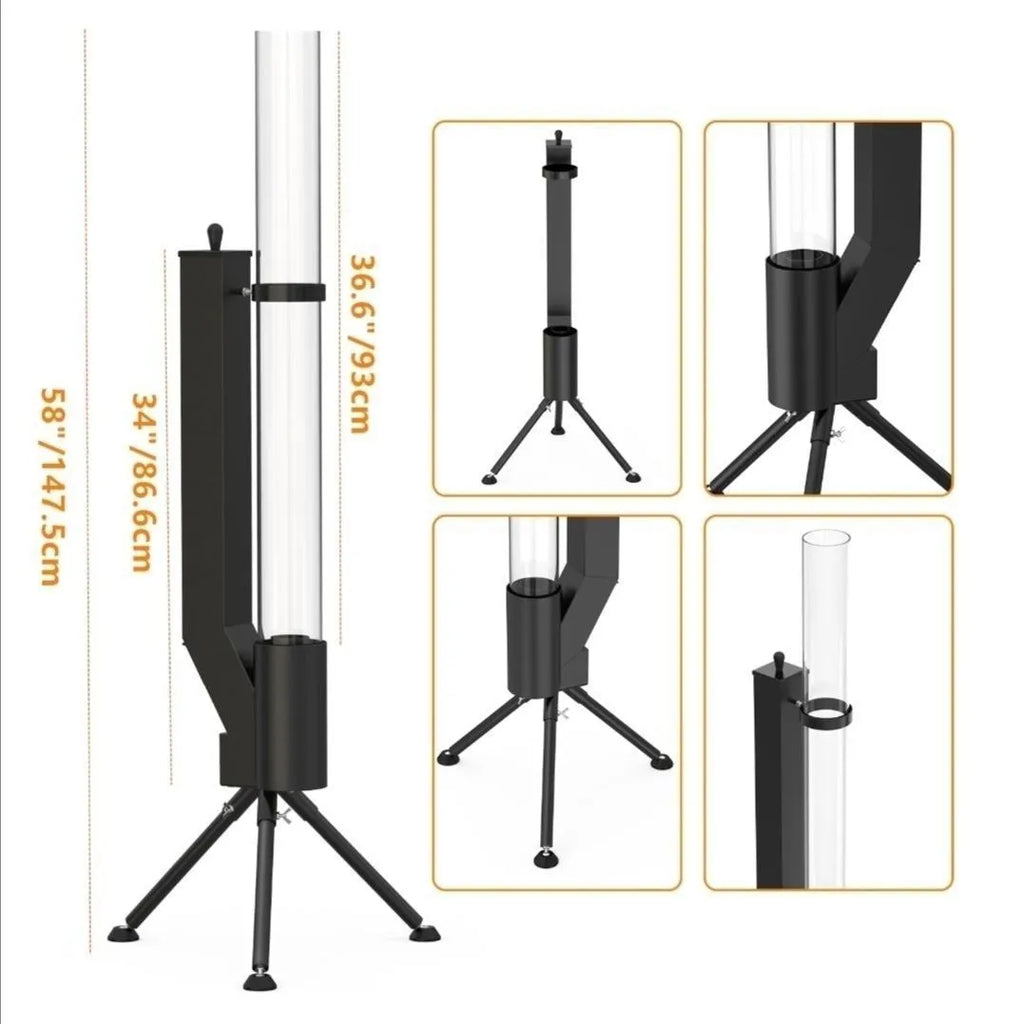 Vertical cast iron wood burning rocket furnace heating stove for courtyard decoration and heating.