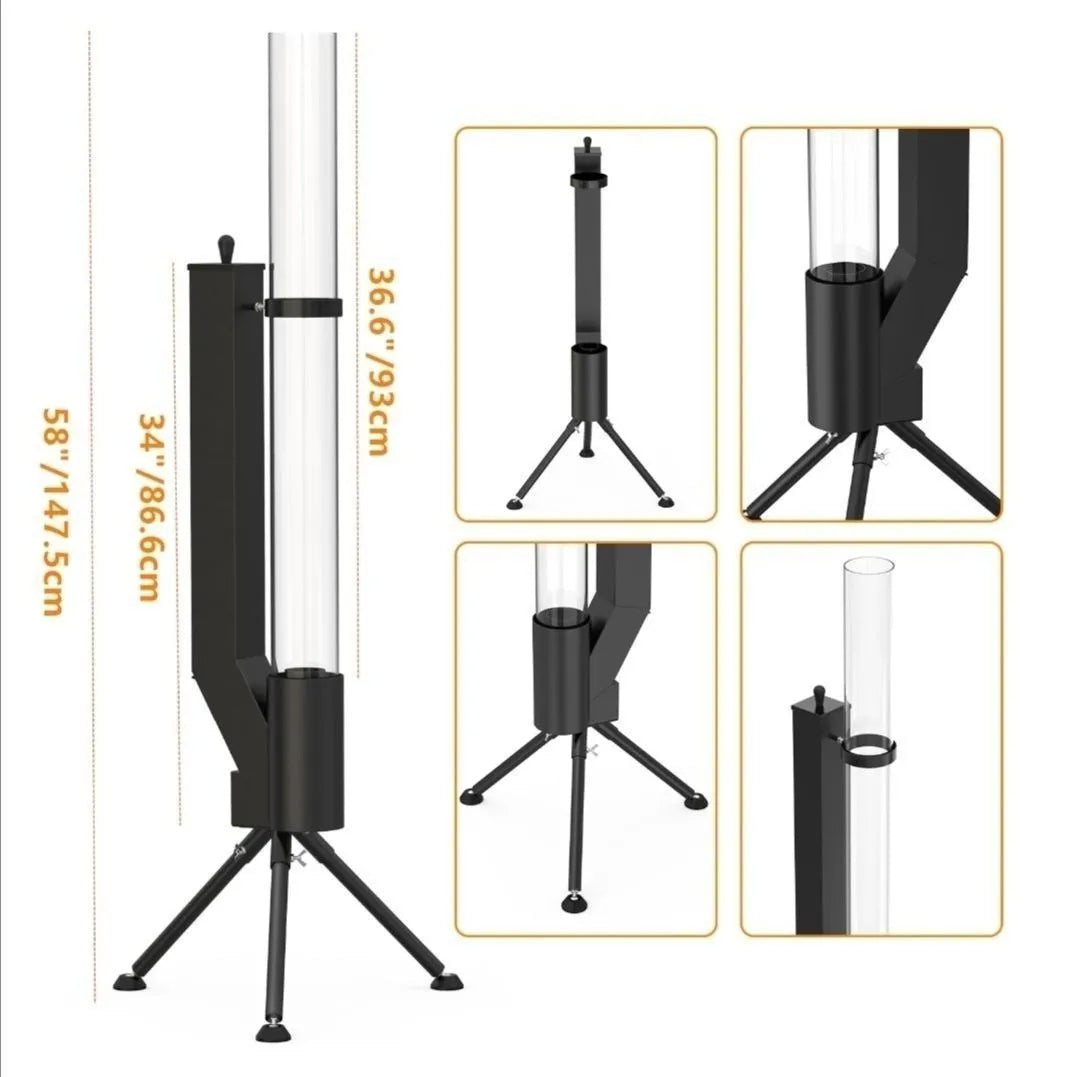 Vertical cast iron wood burning rocket furnace heating stove for courtyard decoration and heating.