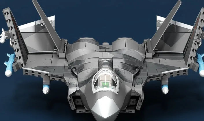 J-50 6th generation fighter building blocks model in plastic, military shipborne assembly toy in colour box