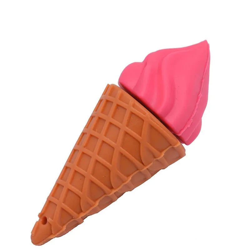 Pink mini ice cream shaped USB flash drive on a white background.