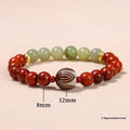 Red rosewood and gray jade bracelet with eight round Bodhi lotus beads