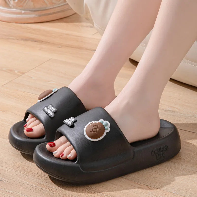 Indoor cartoon platform EVA slippers with thickened sole, available in various colours and sizes