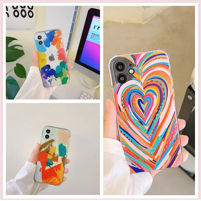 TPU back cover for iPhone 12 with camouflage pattern showing precise cutouts for camera and ports