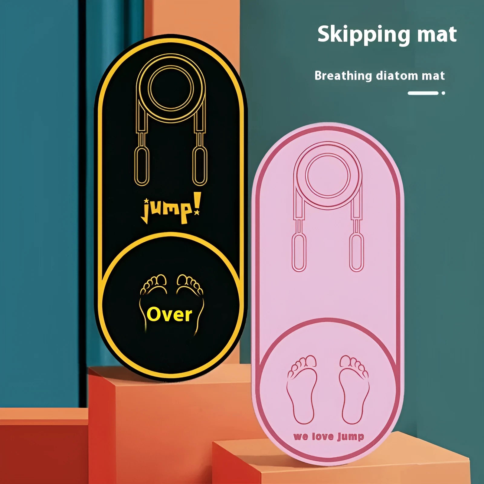 Faux leather yoga mat in black or pink, showing non-slip surface and 6mm thickness.