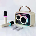 Bluetooth portable karaoke speaker with RGB lighting in black or light yellow colour