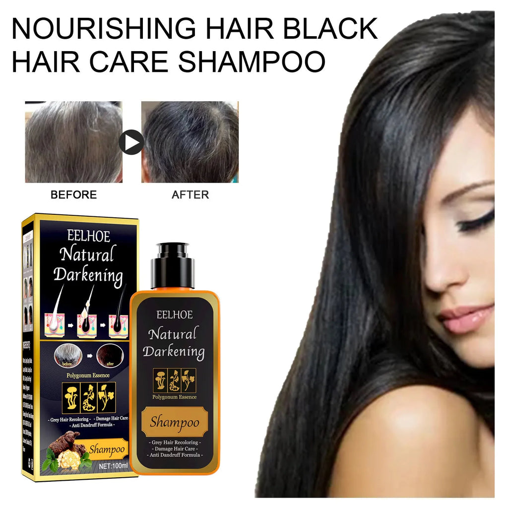 Boxed 100ml bottle of Polygonum Multiflorum Shampoo for natural colour restoration and scalp care.