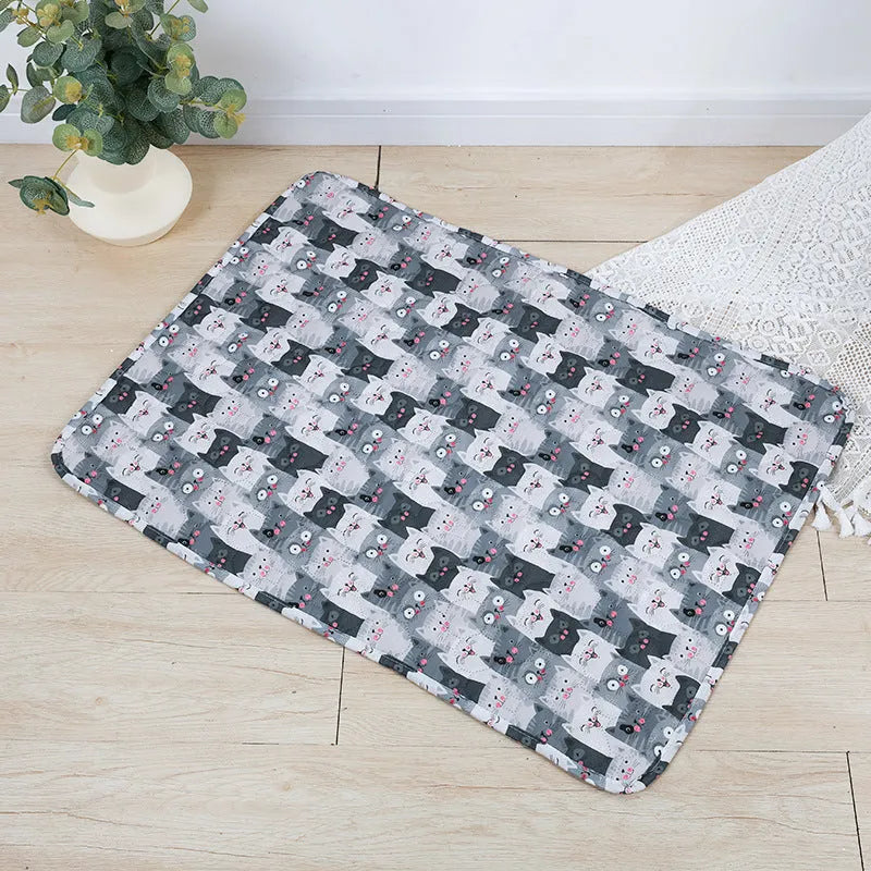 Reusable washable pet urine pad with waterproof backing in animal print design