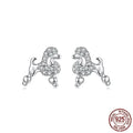 S925 sterling silver mini poodle stud earrings for women with cute dog design