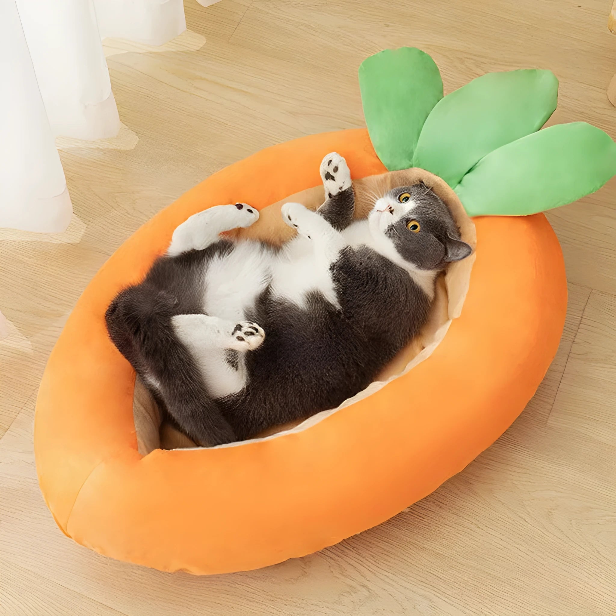 Cartoon carrot design double-sided dog mattress with removable washable cover in medium and large sizes