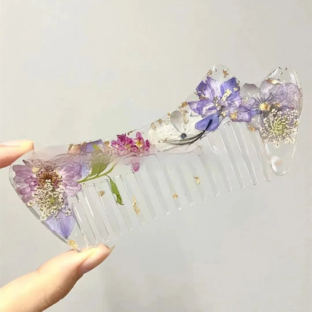 Crystal glue glossy resin comb in compact size under 10cm length
