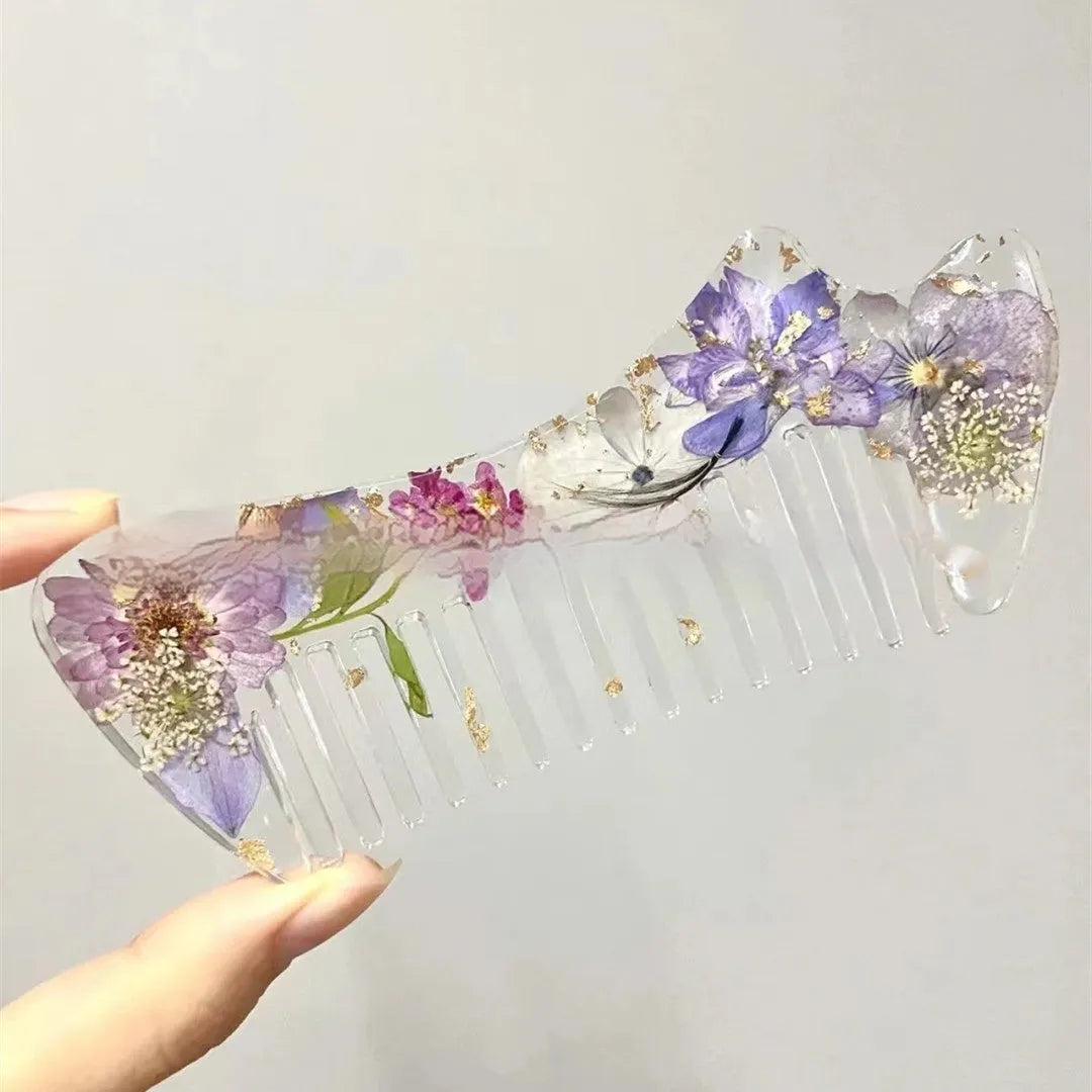 Crystal glue glossy resin comb in compact size under 10cm length