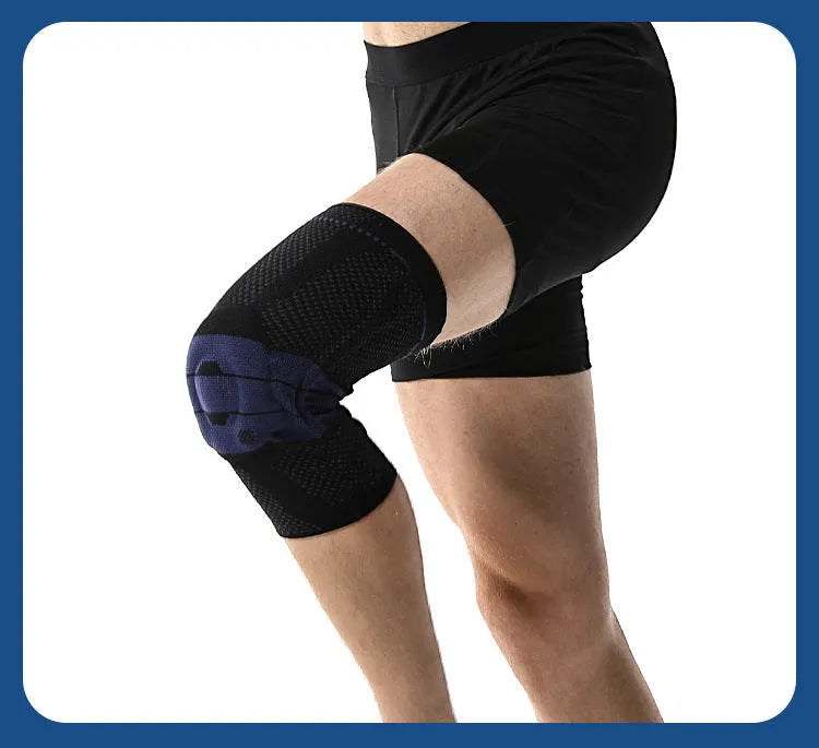 Adult sports knee pads in black and blue colour with protective kneecap design