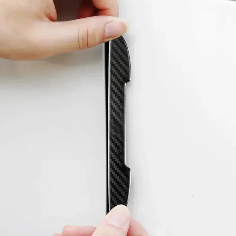 Black carbon fibre texture car door collision strips for edge protection against scratches and dents