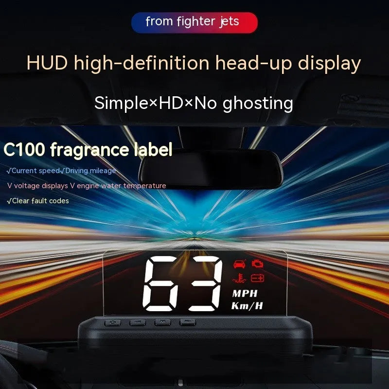 Black car head up display projector with OBD connection and 2 inch screen