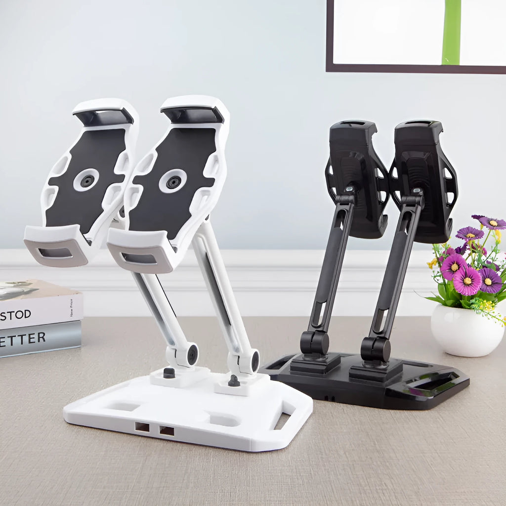 Desktop double stand aluminium alloy phone holder in white colour