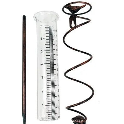 Cast iron bird design glass rain gauge with 0-800ml measurement capacity
