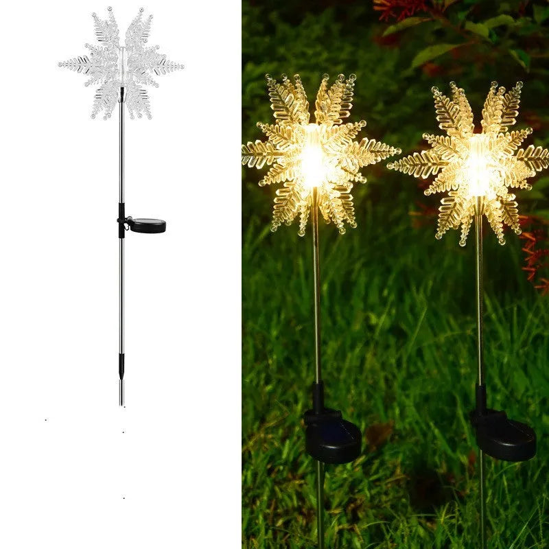 LED solar snowflake light outdoor waterproof warm light garden lawn lamp