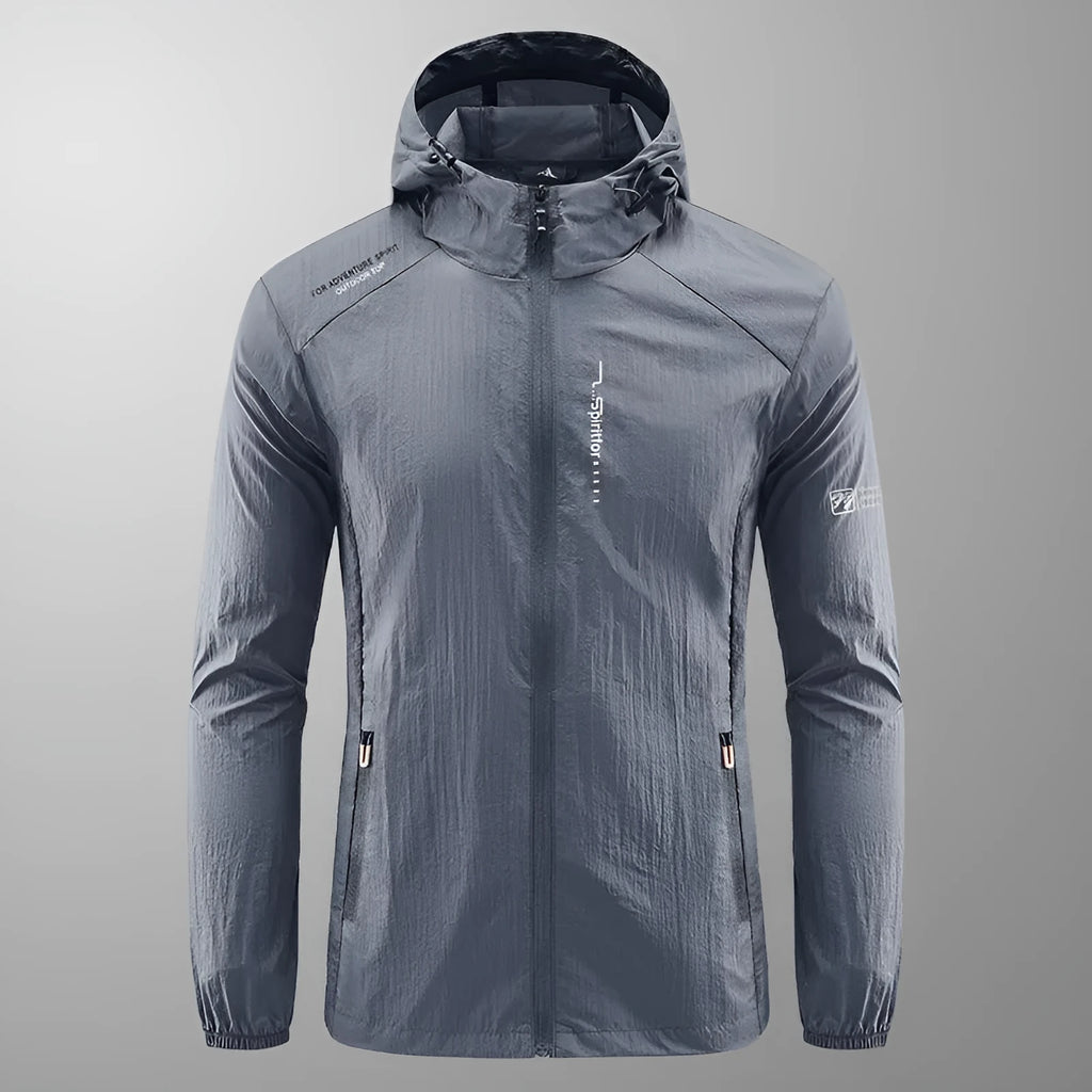 Men's lightweight nylon hooded jacket in summer colours for outdoor sun protection