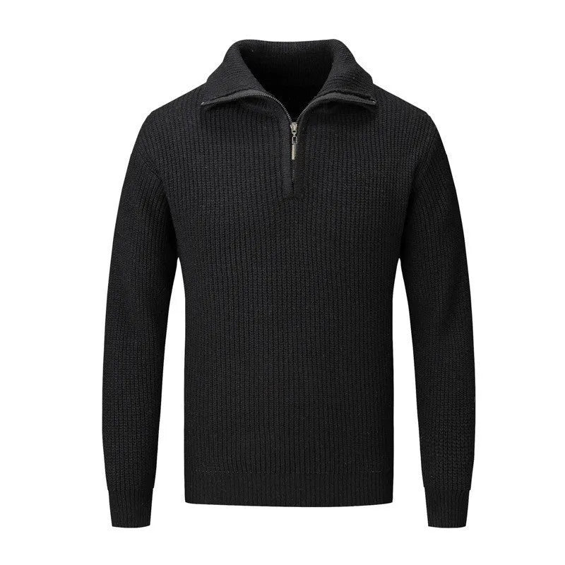 Men's solid colour slim fit pullover sweater for autumn and winter casual wear.